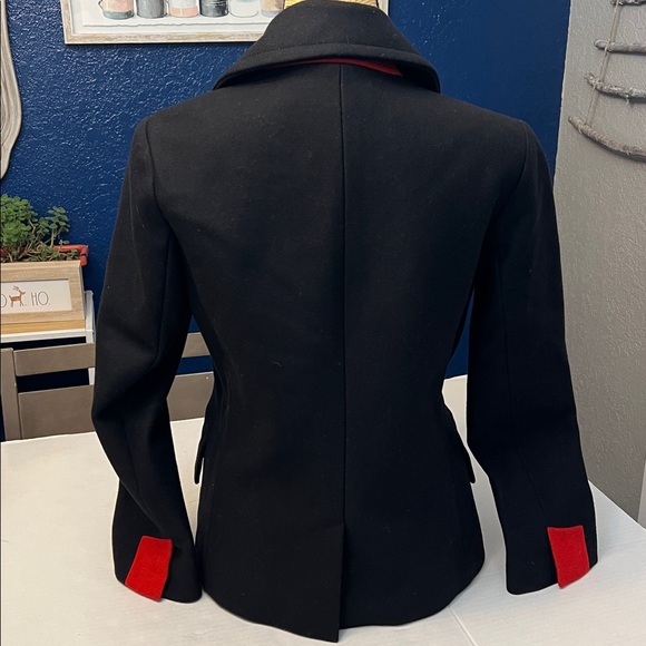 NILI LOTAN RED CUFF VIRGIN WOOL SHORT PEACOAT BLACK SIZE 6 - Picture 5 of 16